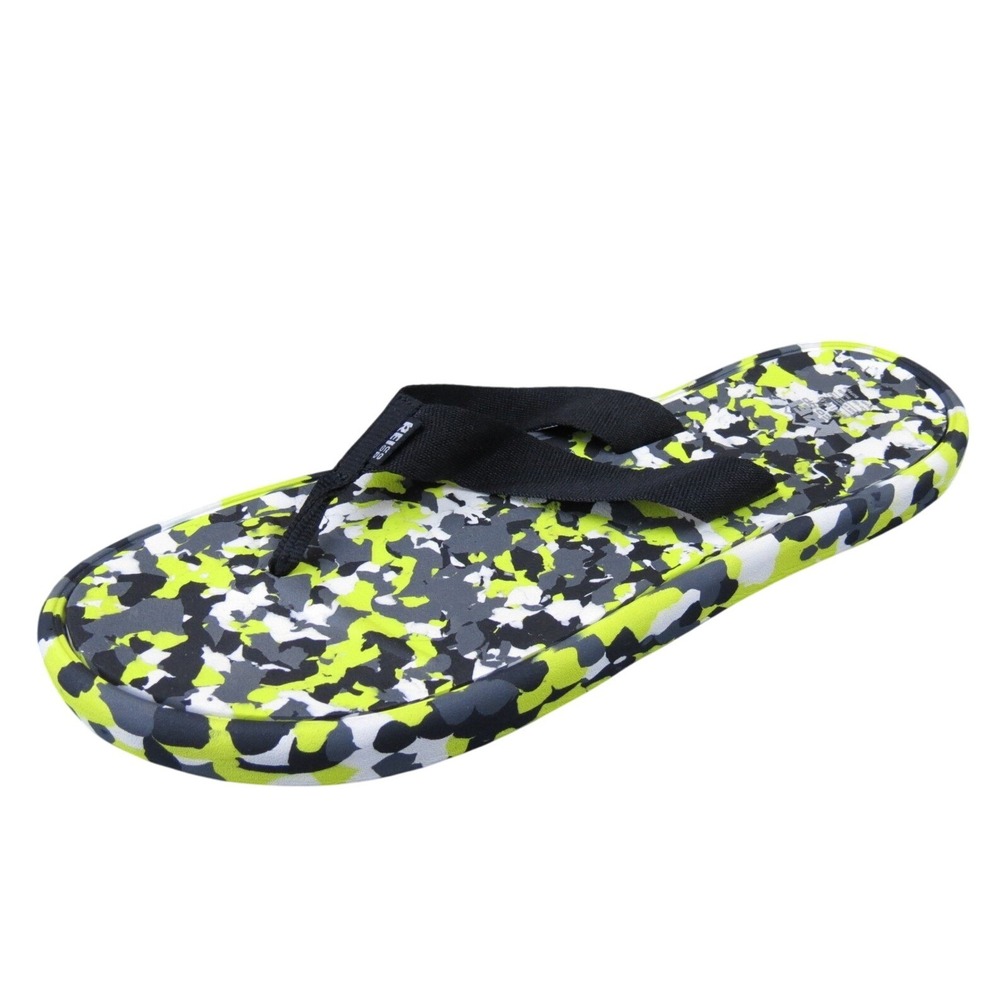 REI Co-op Men's‎ 12 Recycled Flip Flops Neon Camo Rubber Sandals Comfort